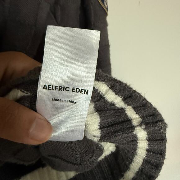 Aelfric Eden Womens Cardigan Sweater Medium Gray Patches Academia Collegiate - Picture 6 of 7